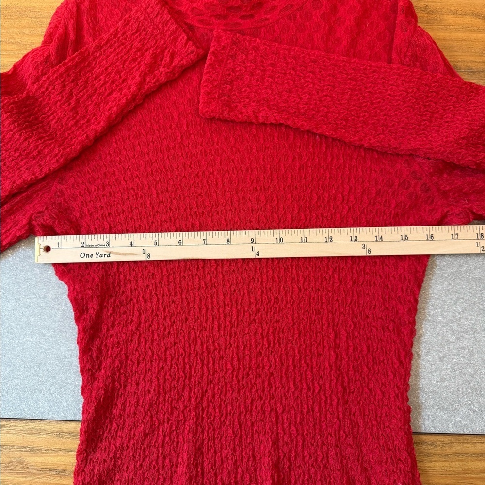 Frame Textured Mesh Mock-Turtleneck Top Cherry Red Women Size XL - Picture 12 of 13
